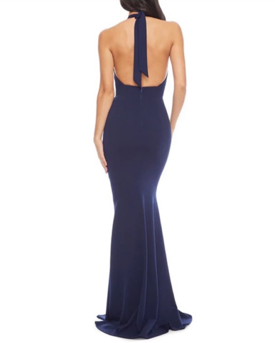 Dress The Population Navy Deep Neck Gown - Image 2