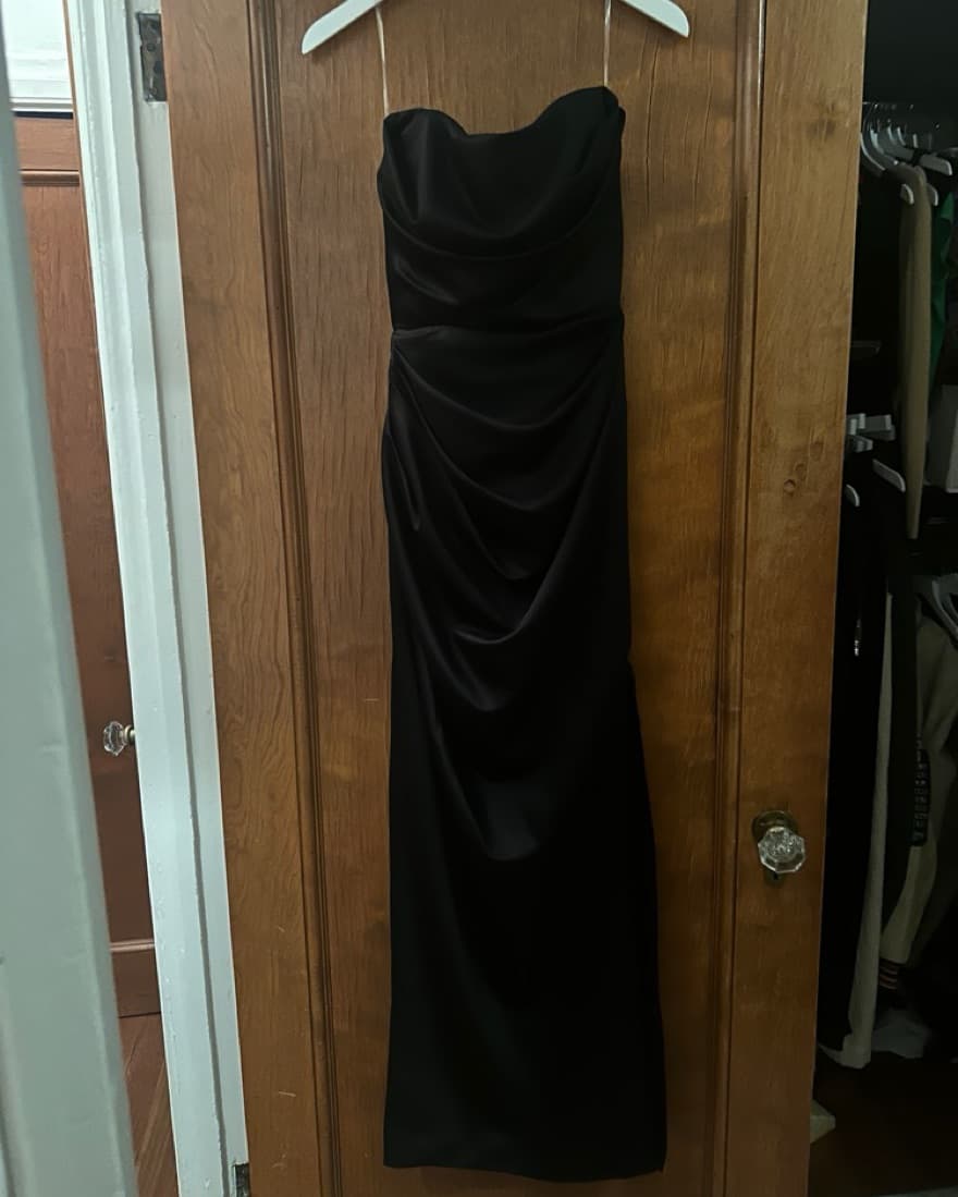 House Of CB Black Satin Strapless Gown - Image 3