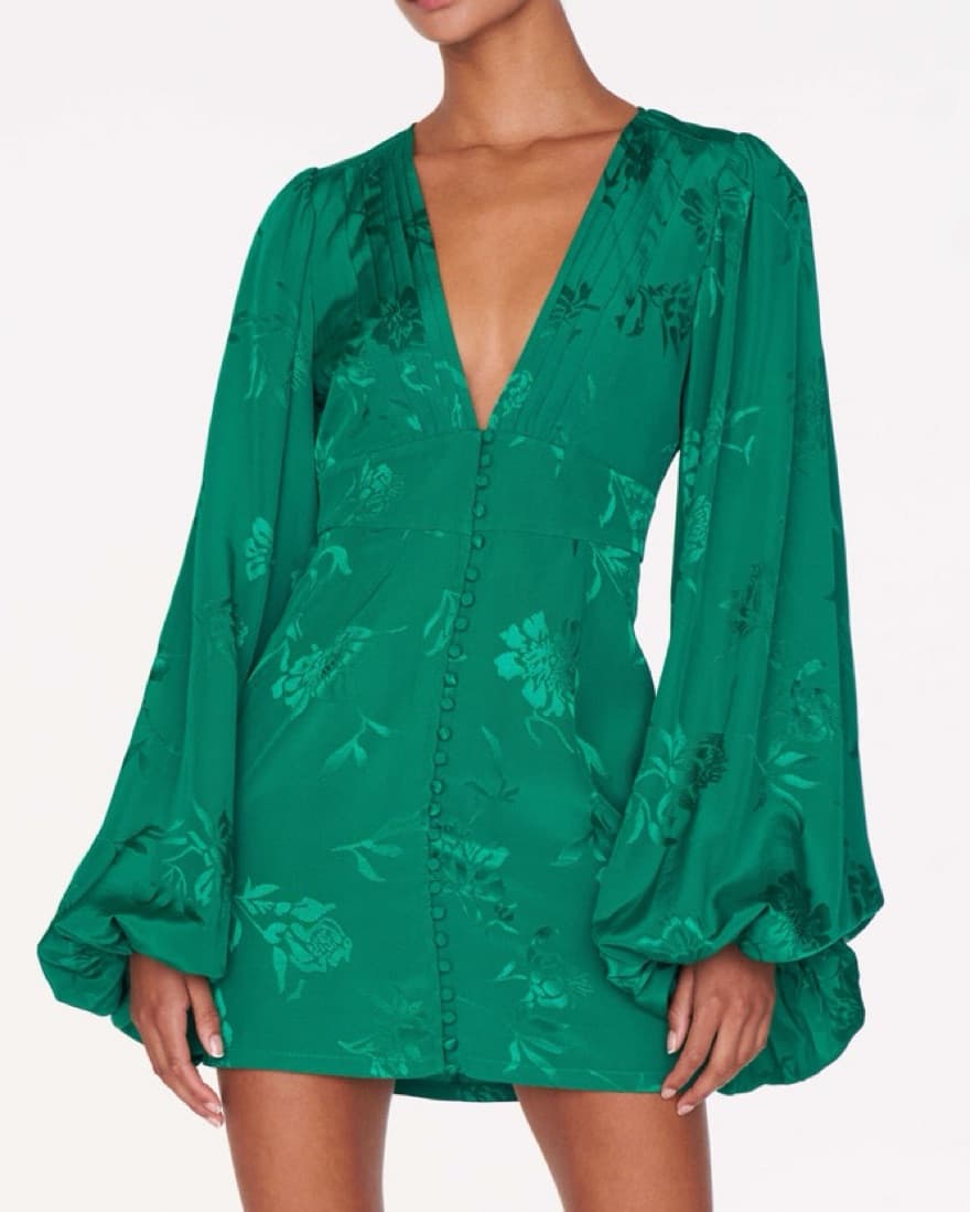 Rat & Boa Green Balloon Sleeve Dress - Image 1
