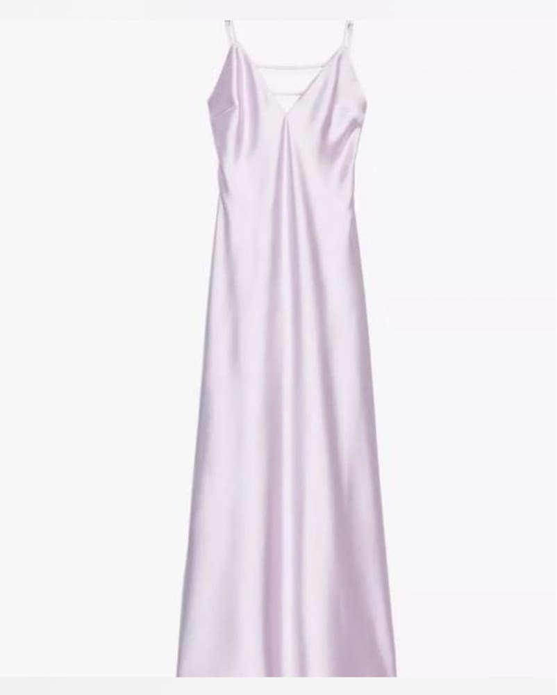 Zara Lilac Satin Dress - Image 1