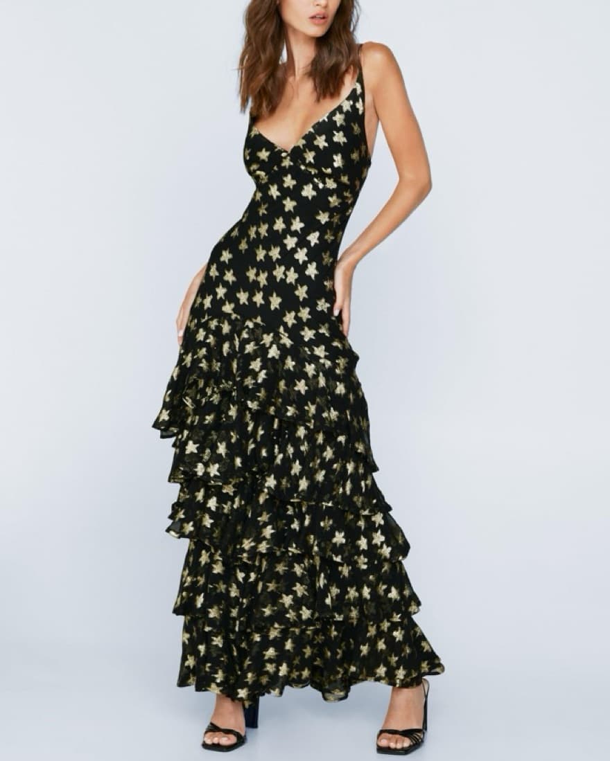 Glamorous Star Print Ruffle Maxi Dress - Image 1