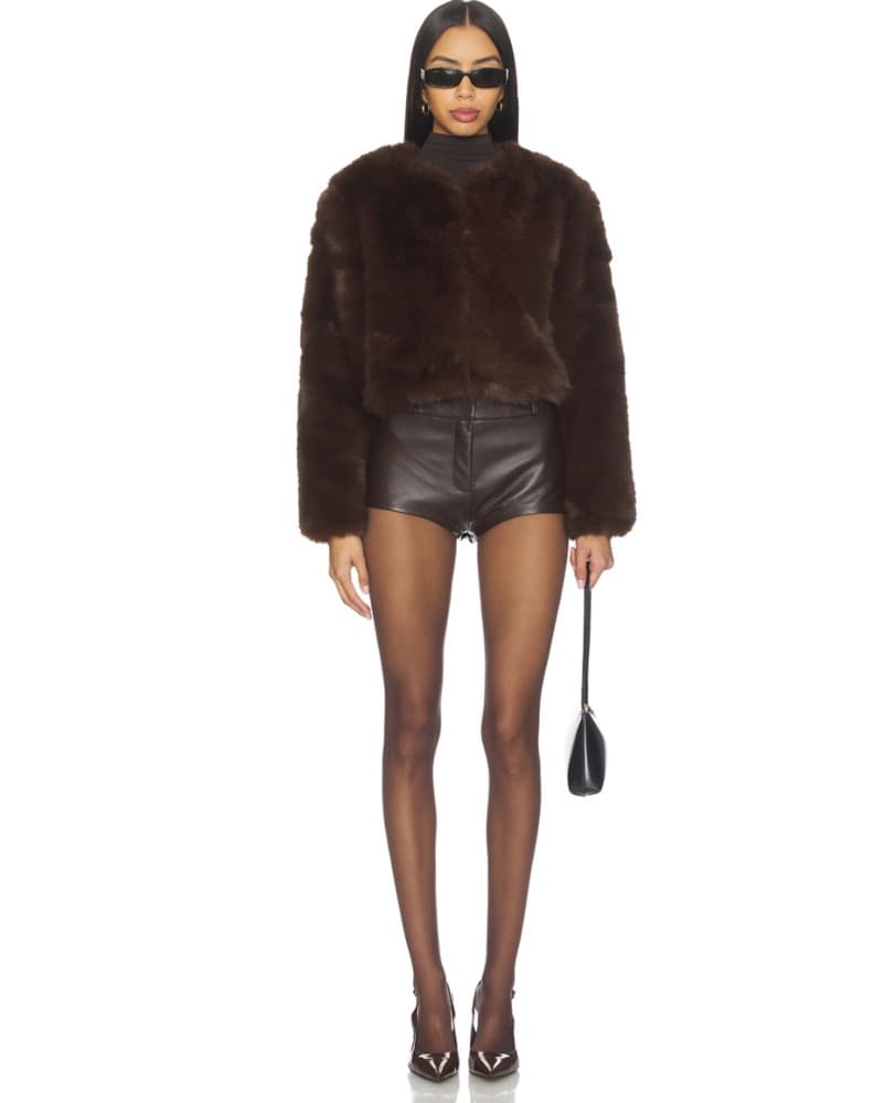 Crop Faux Fur Coat in Gala Affair - Image 3