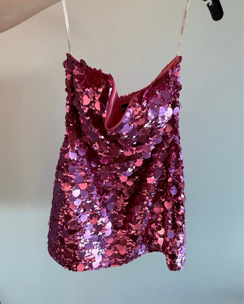 Retrofete Pink Sequin Mini Dress - Image 1