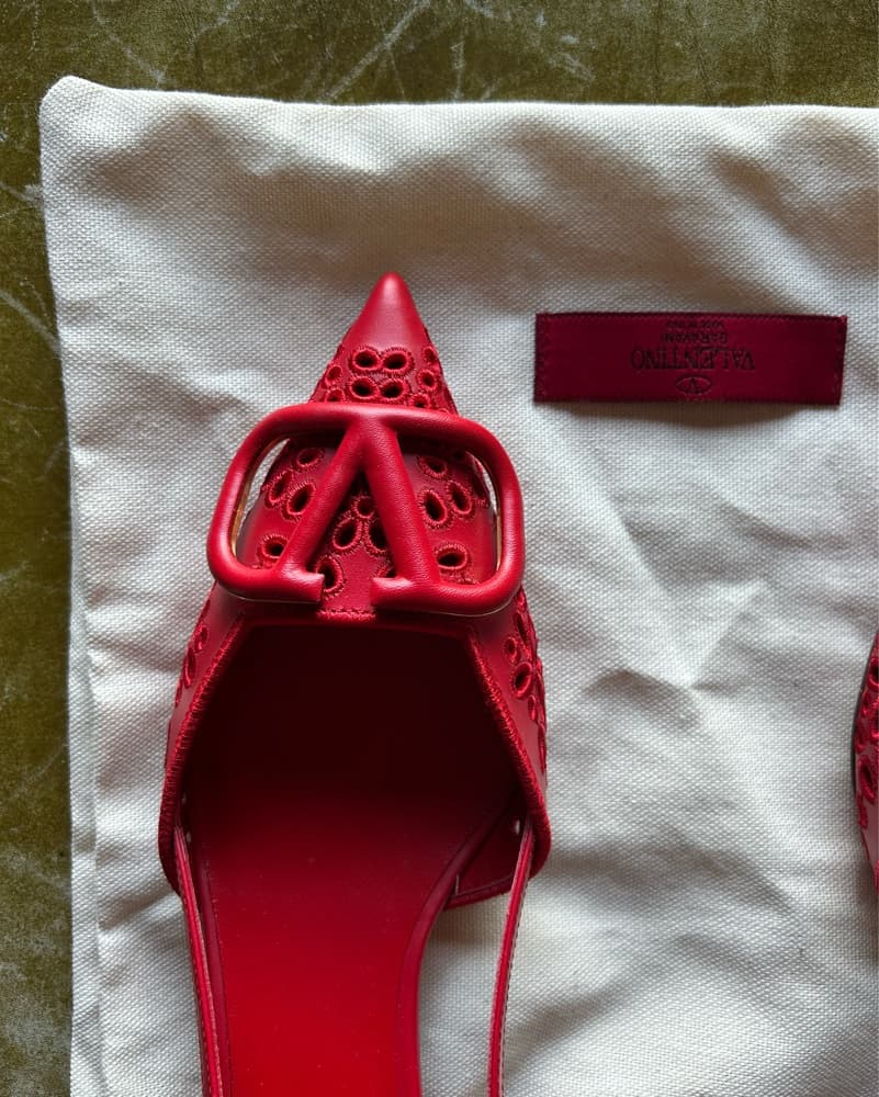 Maison Valentino Embroidered Kitten Heel - Image 3