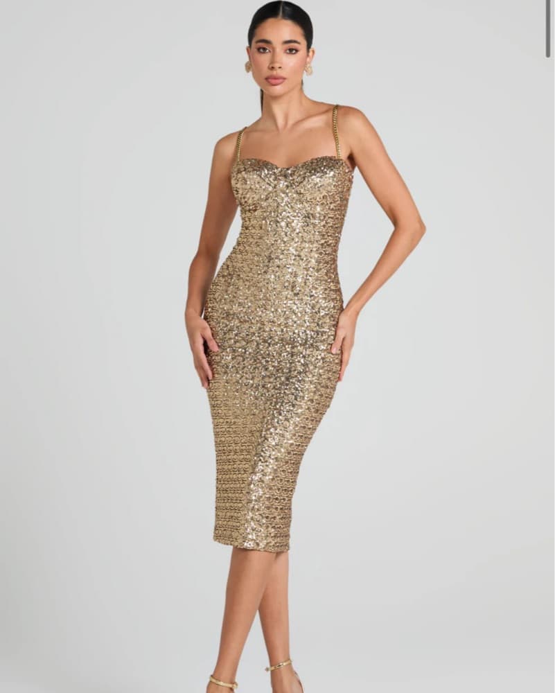 Nadine Merabi Nina Gold Dress - Image 1