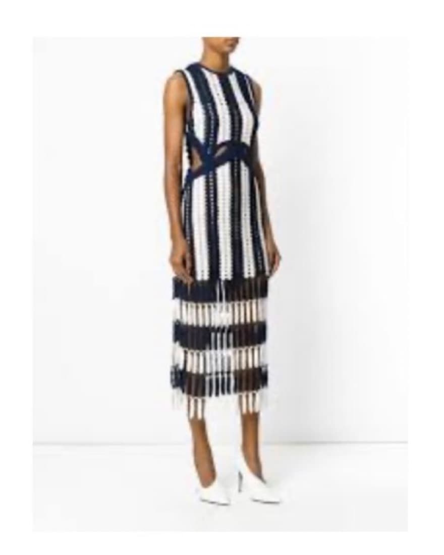 Self Portrait Navy Crochet Midi Dress - Image 1
