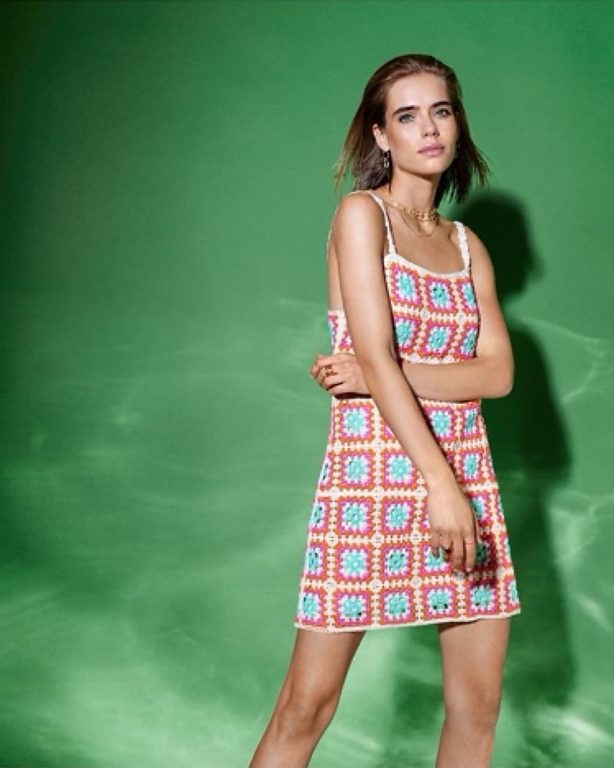 Aqua Crochet Dress - Image 4