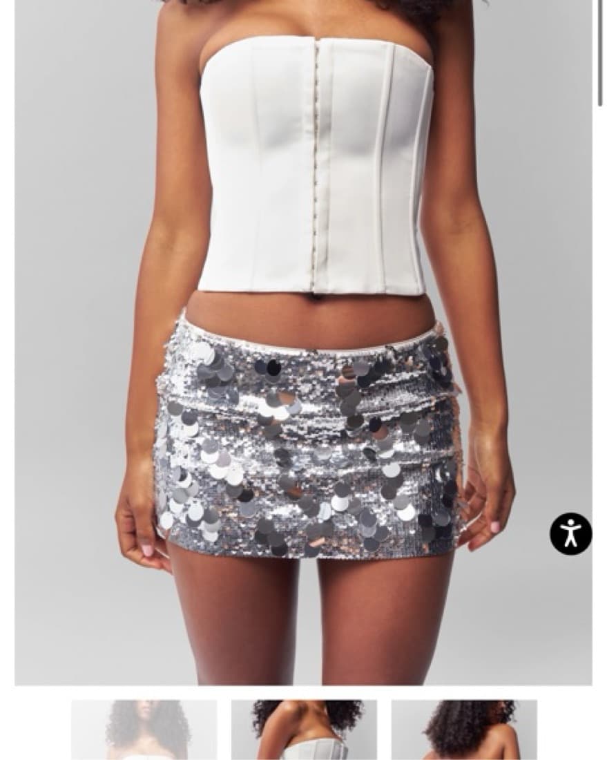 Danielle Guizio Paillette Skirt Silver  - Image 4