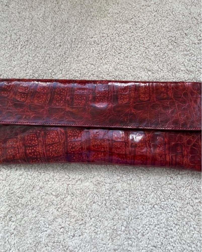 Red Crocodile Leather Clutch - Image 1