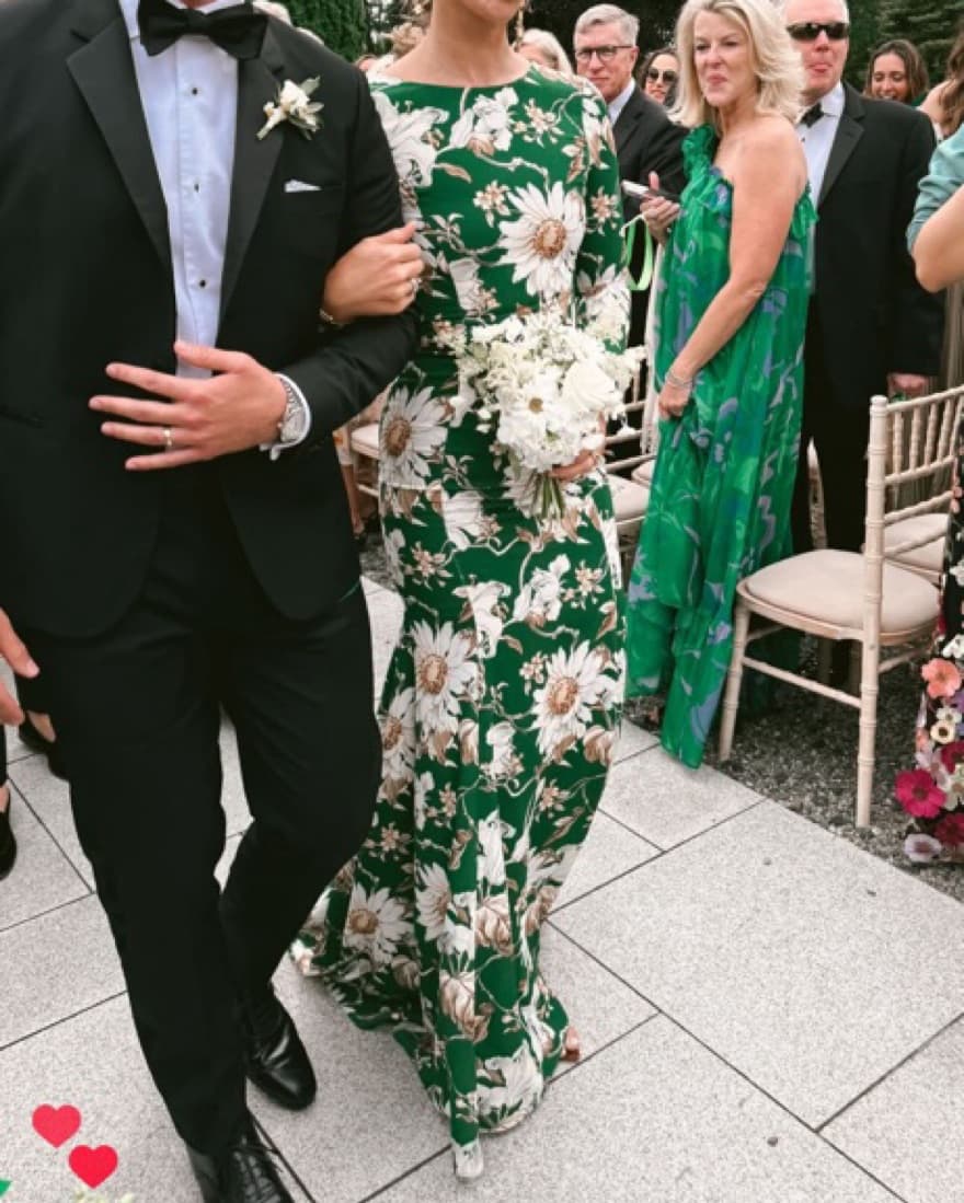 Oscar de La Renta Green Floral Gown  - Image 3