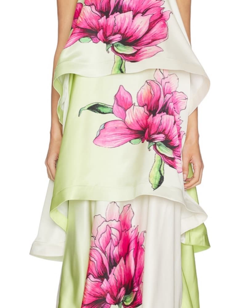 Elisia Tiered Gown in Green Floral - Image 2