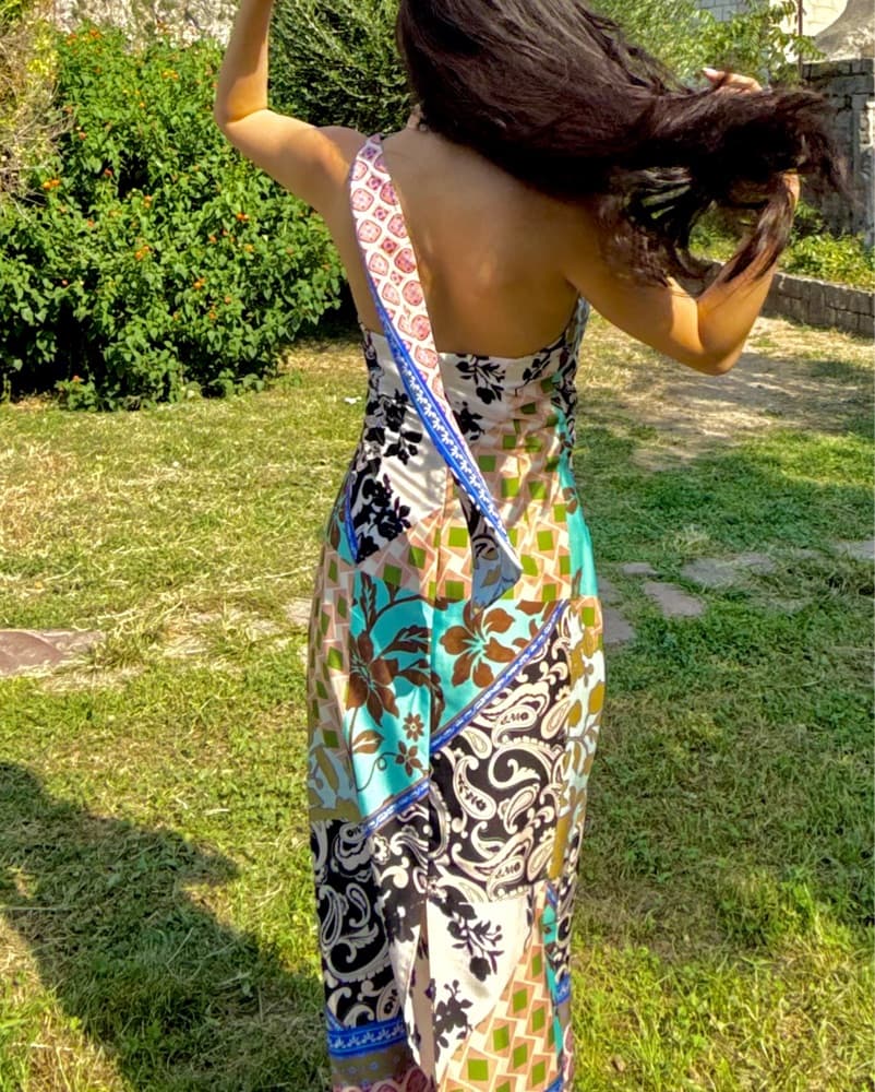 printed satin midi dress - Image 2