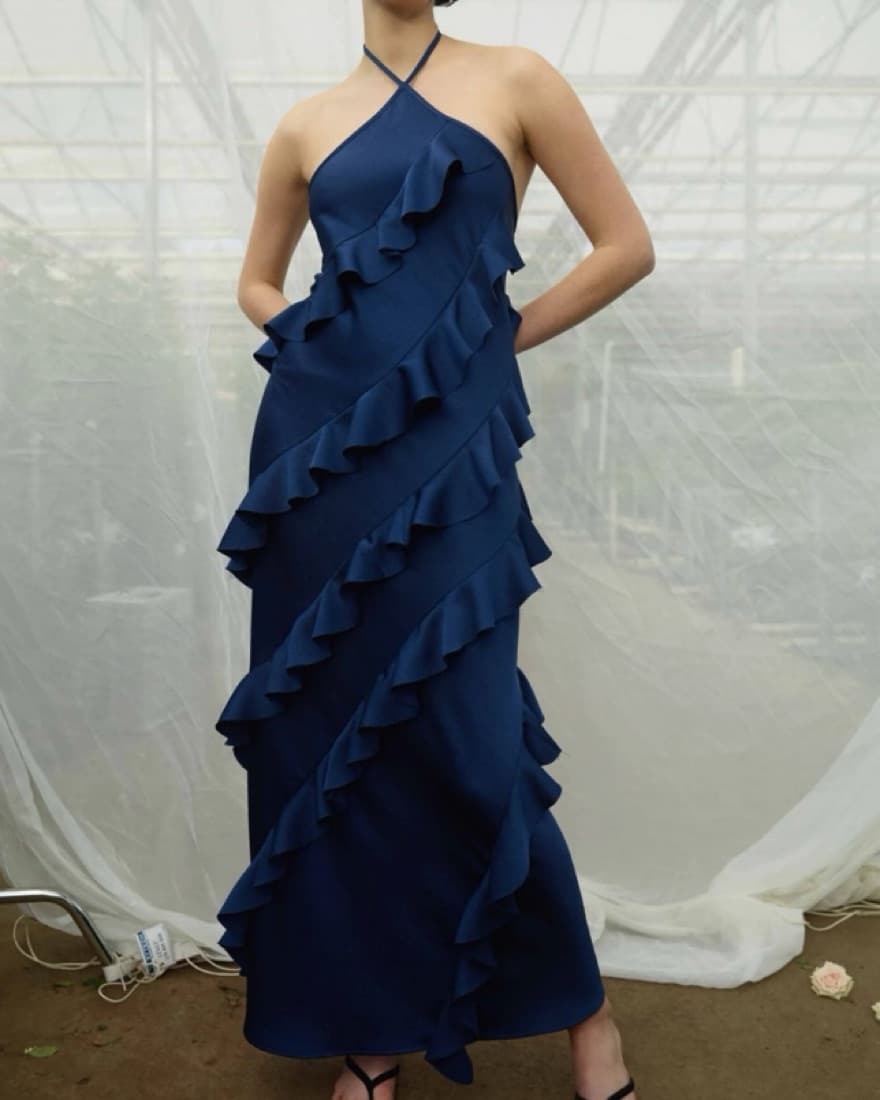 Maggie Marilyn Navy Maxi Halter Dress - Image 4