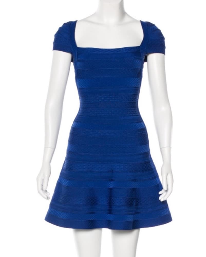 Herve Leger Blue Mini Dress - Image 1