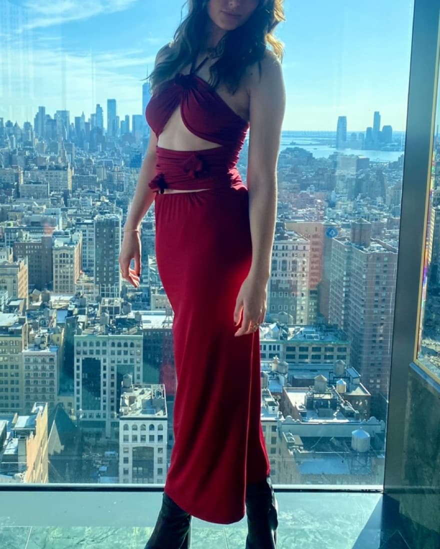 Red Flower Cut Out Maxi Dress - Image 6