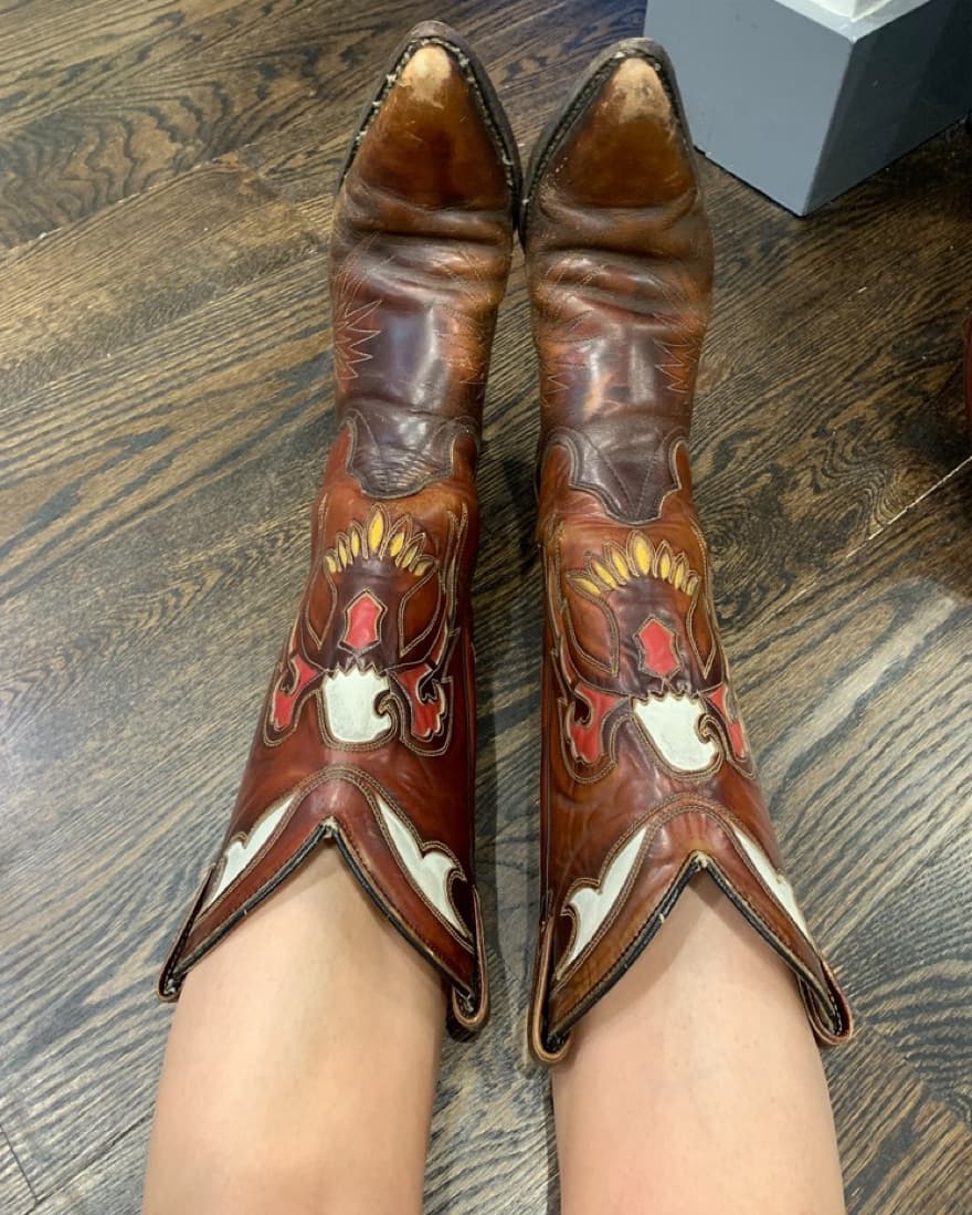 Brown Leather Cowboy Boots  - Image 3