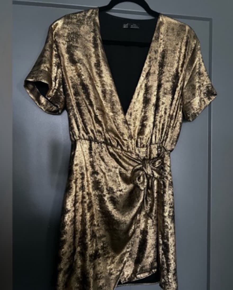 Gold Wrap Dress - Image 4