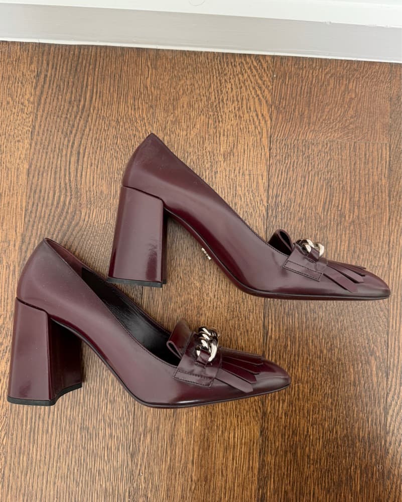 Prada Burgundy Heels - Image 2