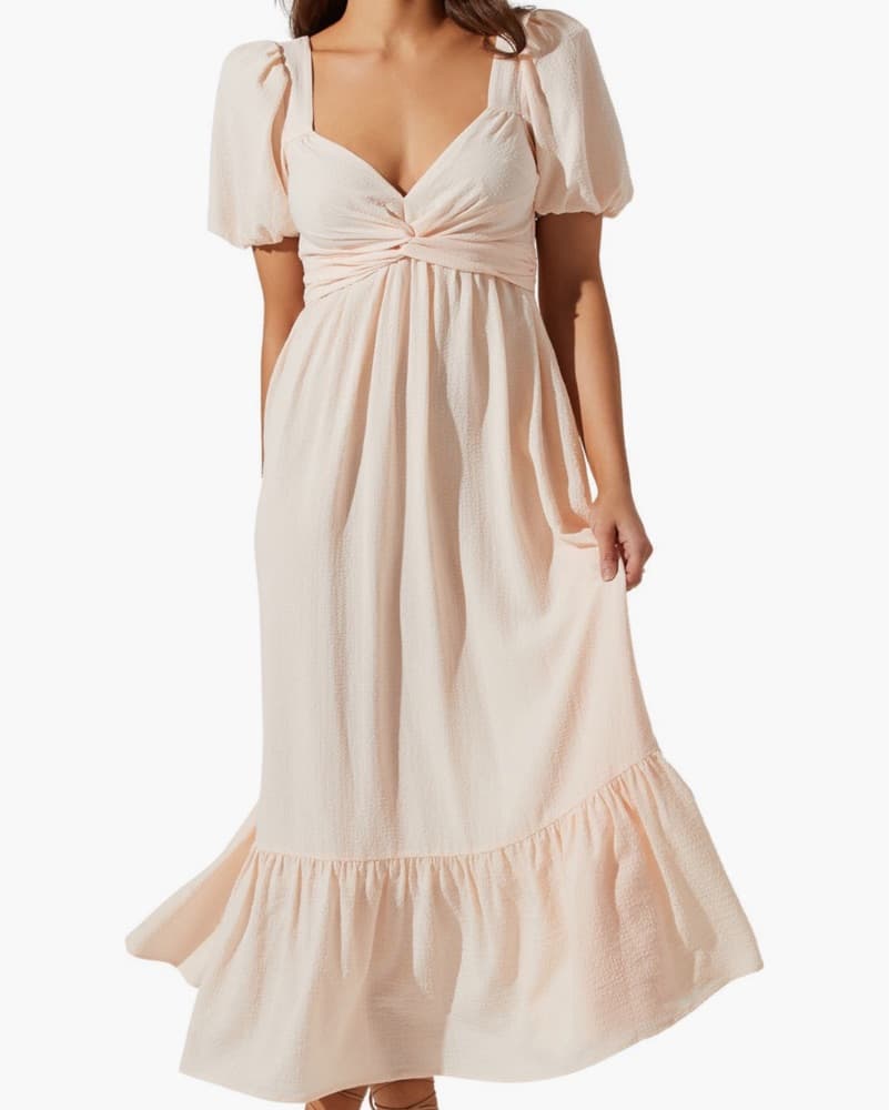 ASTR Tie Back Puff Sleeve Midi Dress - Image 1