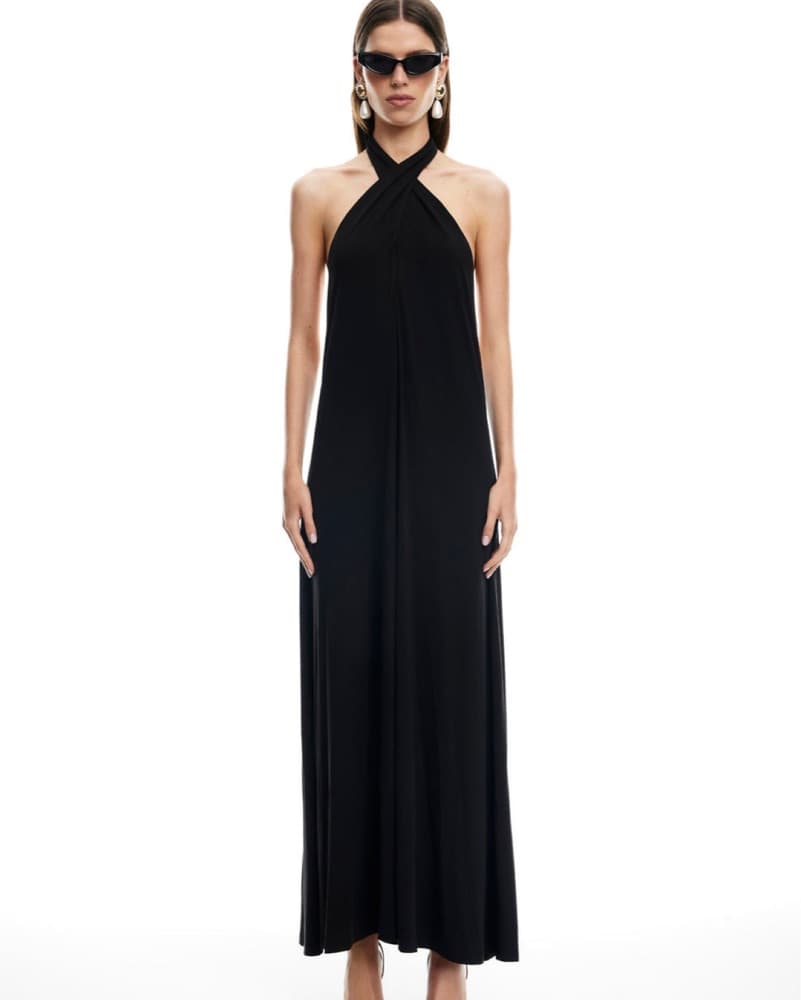 Meshki Wrap Halter Neck Maxi Dress - Image 1