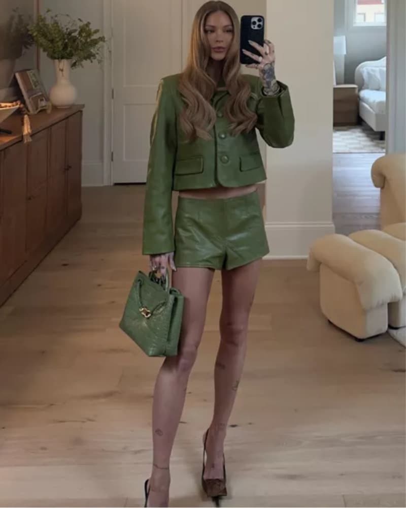 SET - Green Leather Blazer & Short - Image 6