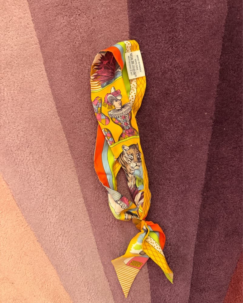 Silk Hermes Twilly With Heart Scarf Ring - Image 2