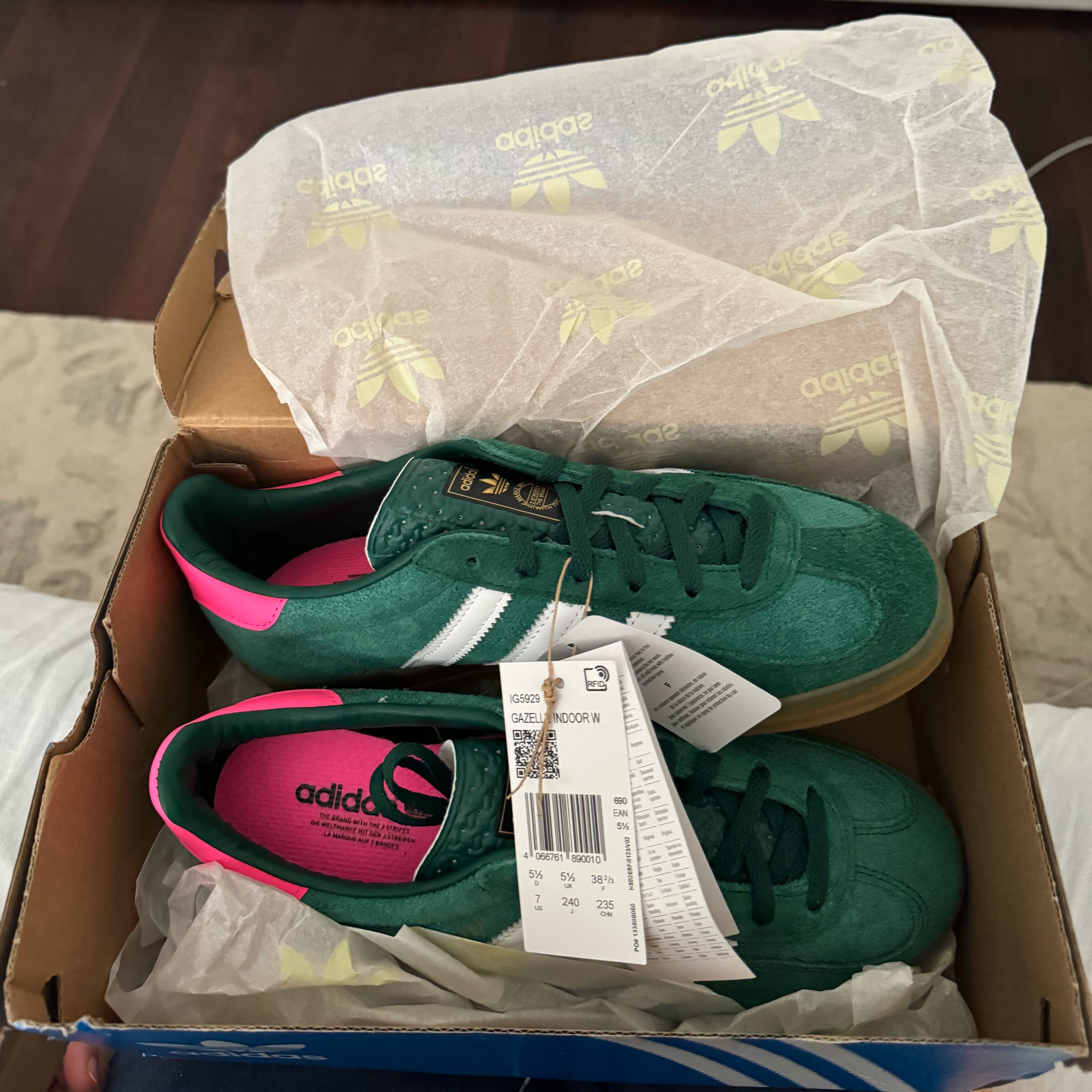 Adidas Gazelles - Green & Pink - Image 3