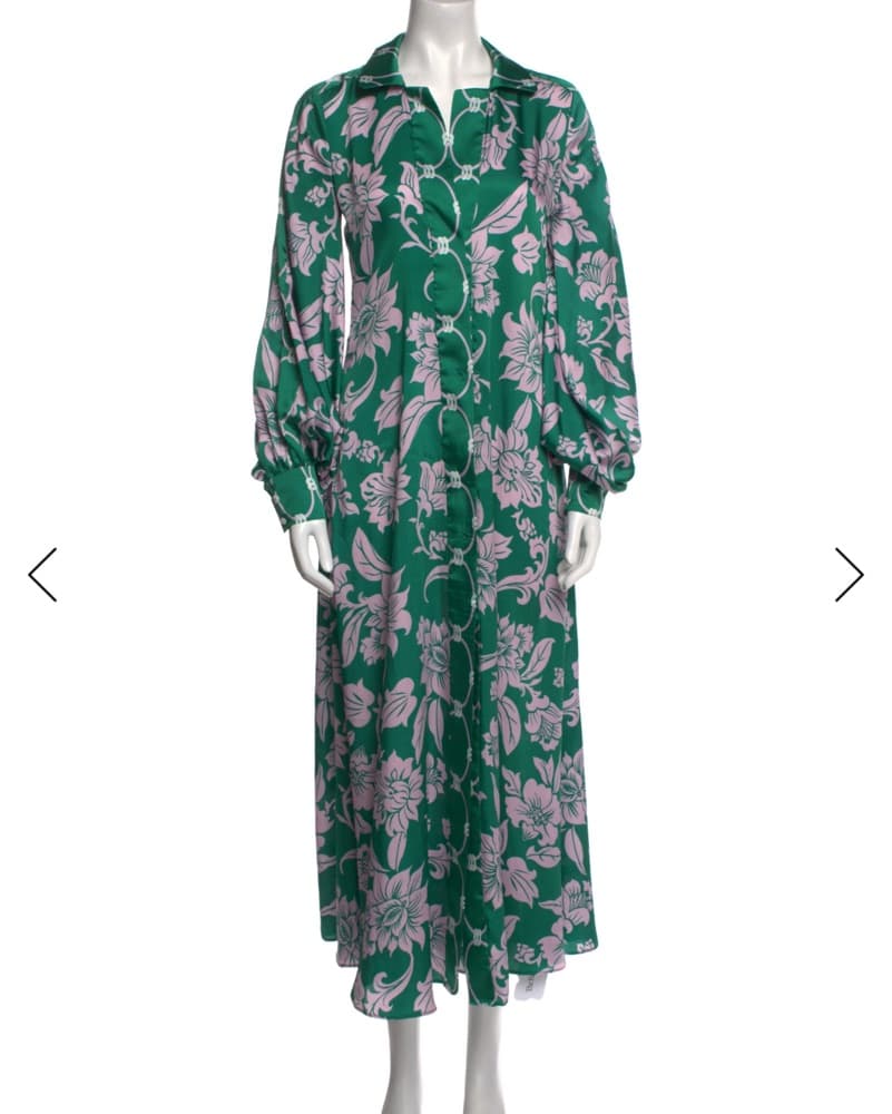 Alexis Green Floral Midi Dress XS - Image 1