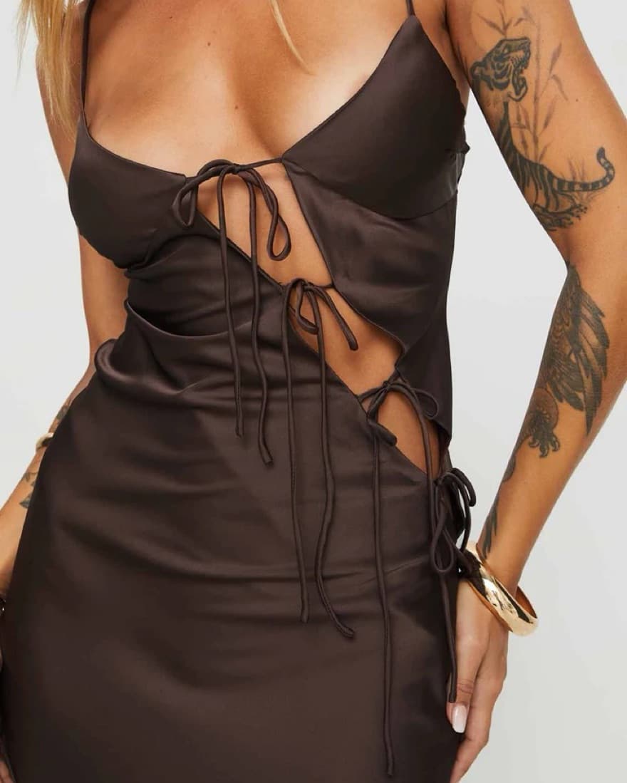 Brown Revolve Silk Wedding Guest Dress - Image 2