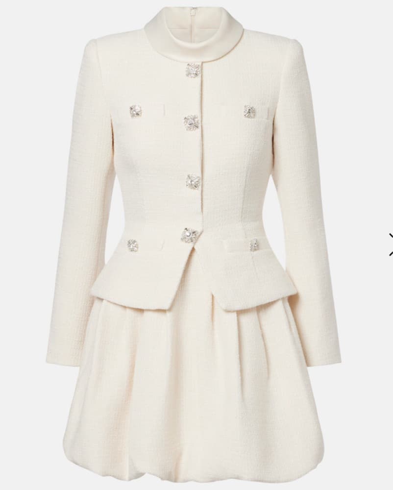 Self Portrait White Tweed Mini Dress  - Image 1