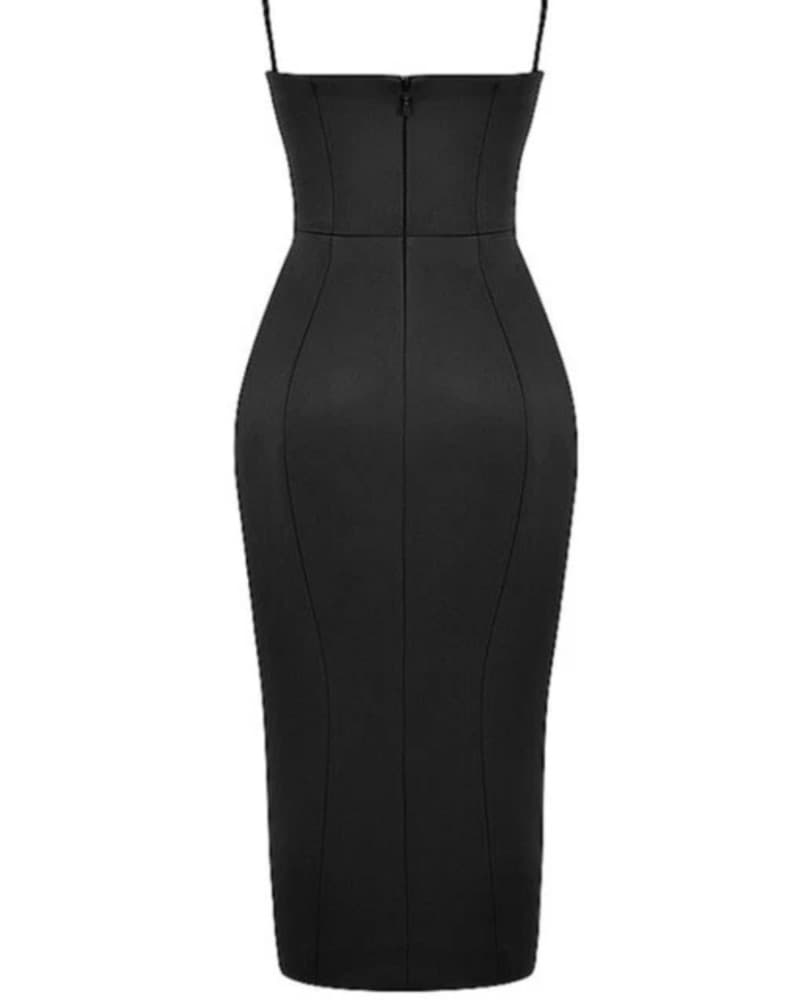 House Of CB Black Casimira Satin Dress S - Image 5
