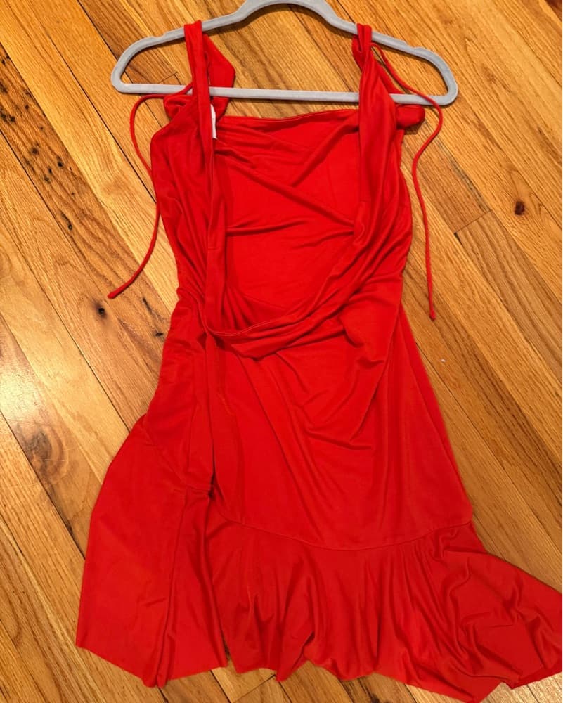 Floriana Ruffle Mini Dress - Vermilion Red - Image 3