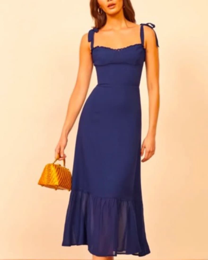 Navy Blue Reformation Formal Dress - Image 1