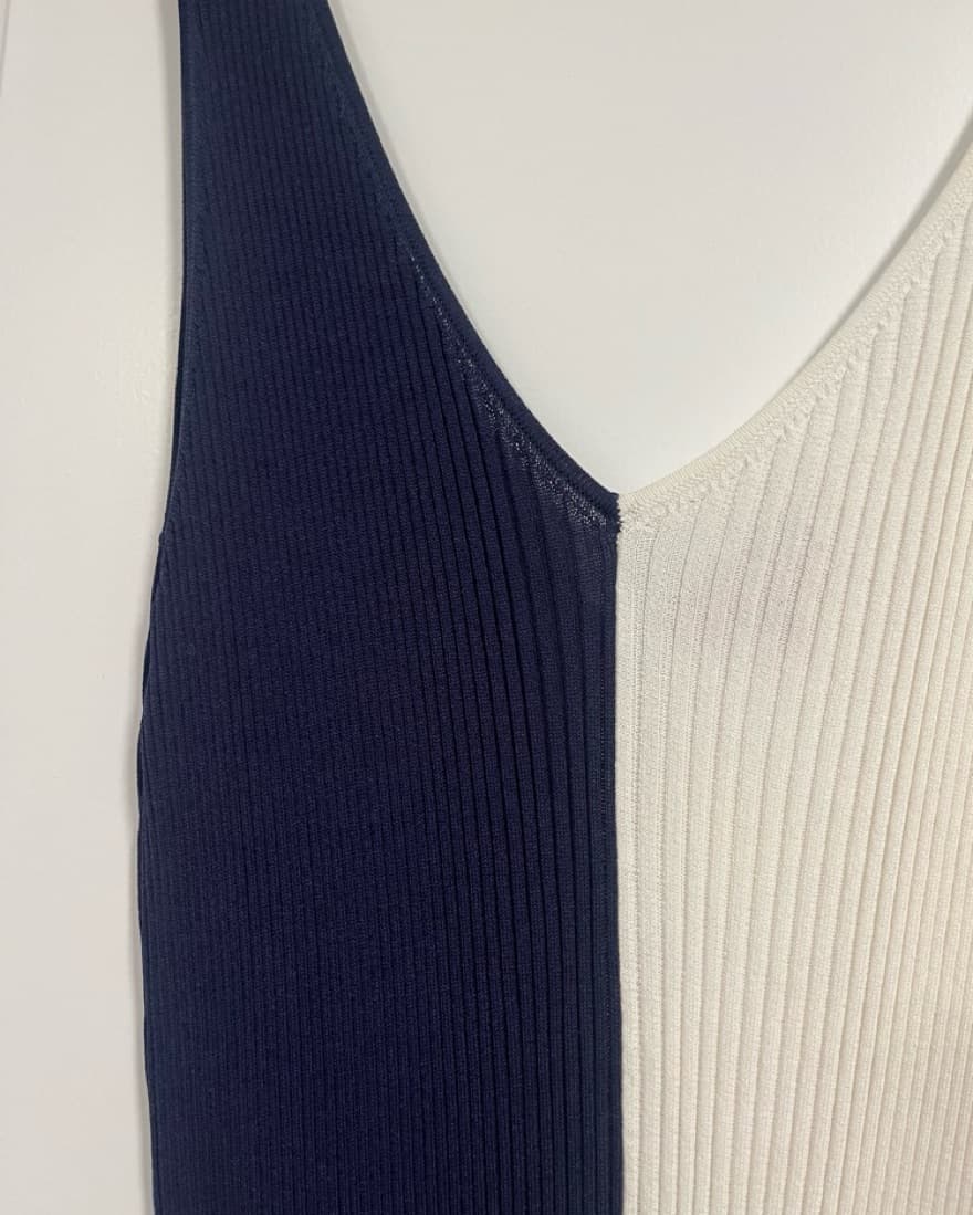 Staud - Navy White Dana Dress - Size L - Image 3