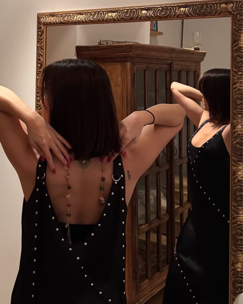 Black studded midi dress - Image 1