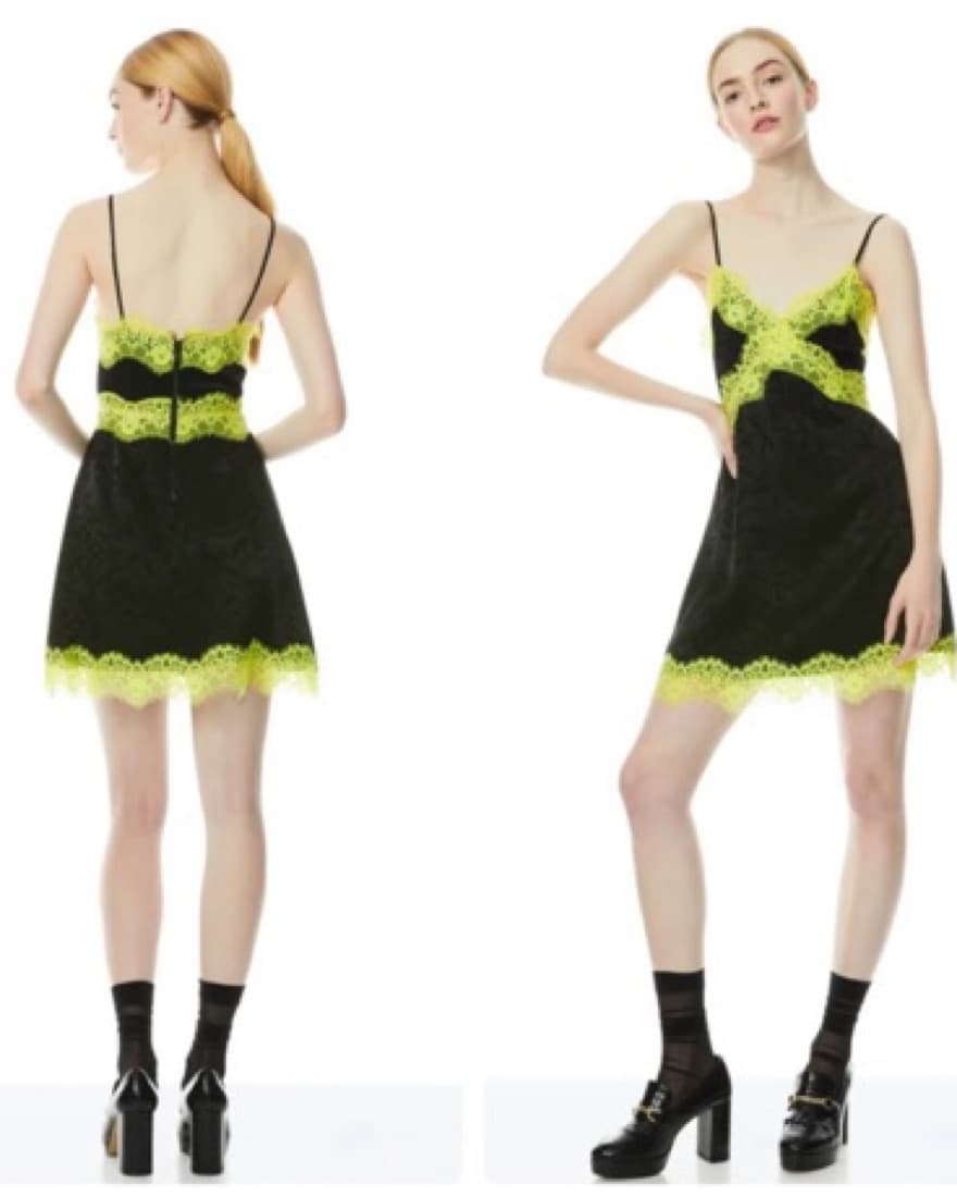 Alice + Olivia Zaira Lace Trim Mini Dres - Image 3