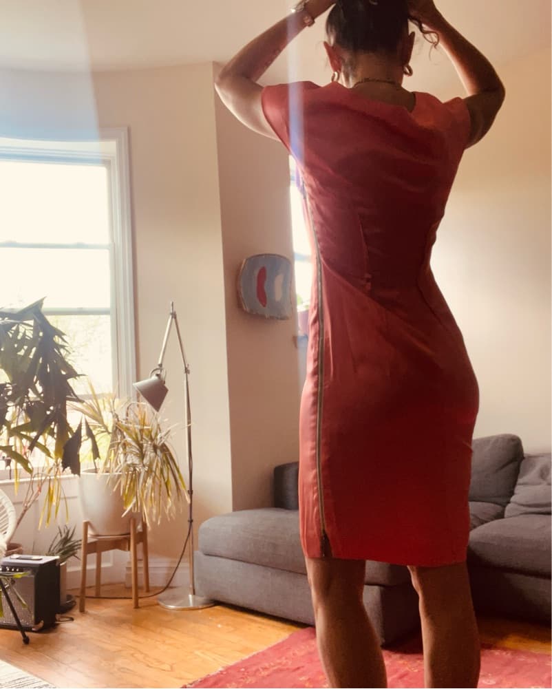 Salmon Silk  Dress. Zippers On Both Side - Image 6