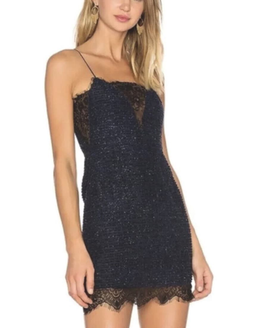 X By NBD Navy Sparkle Mini Dress - Image 1