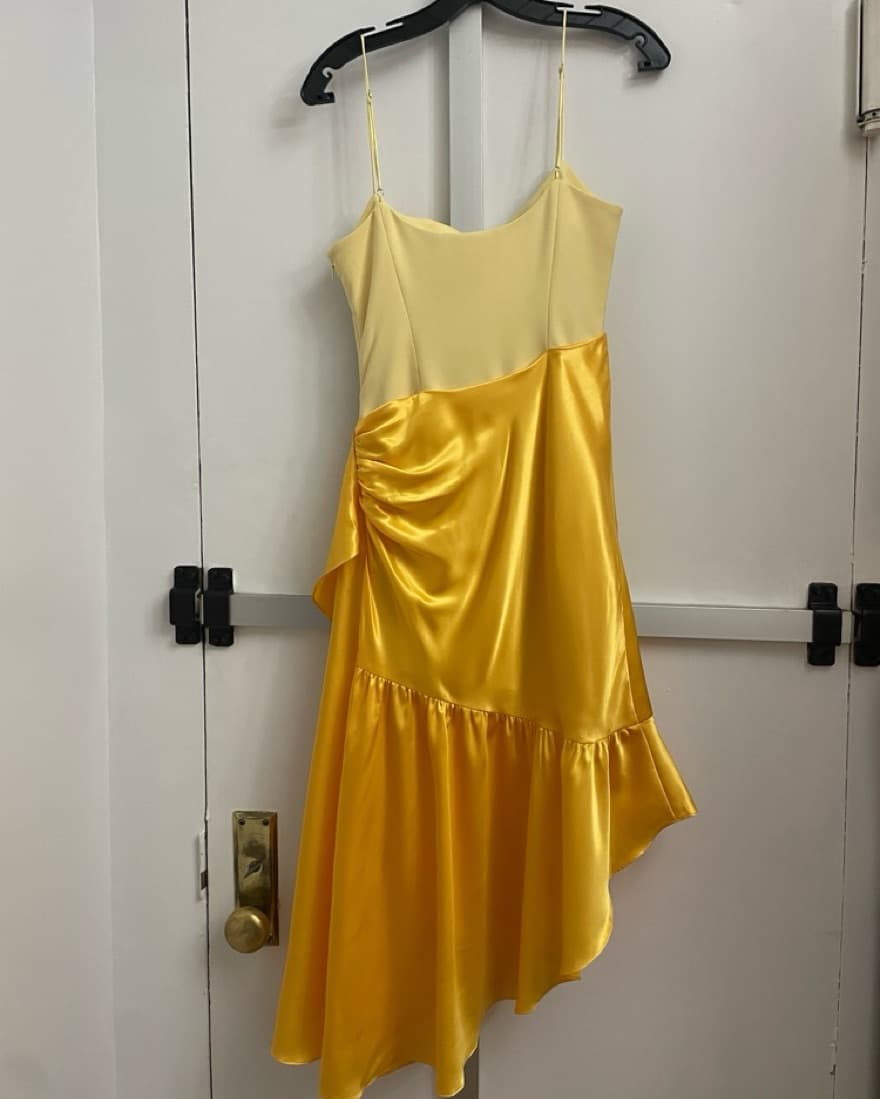 Cinq à Sept Yellow Crepe/satin Dress 4  - Image 3
