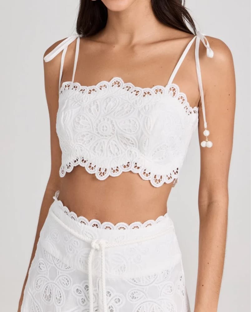 Elegant White Lace Crop Top and Midi Skirt Set - Image 3
