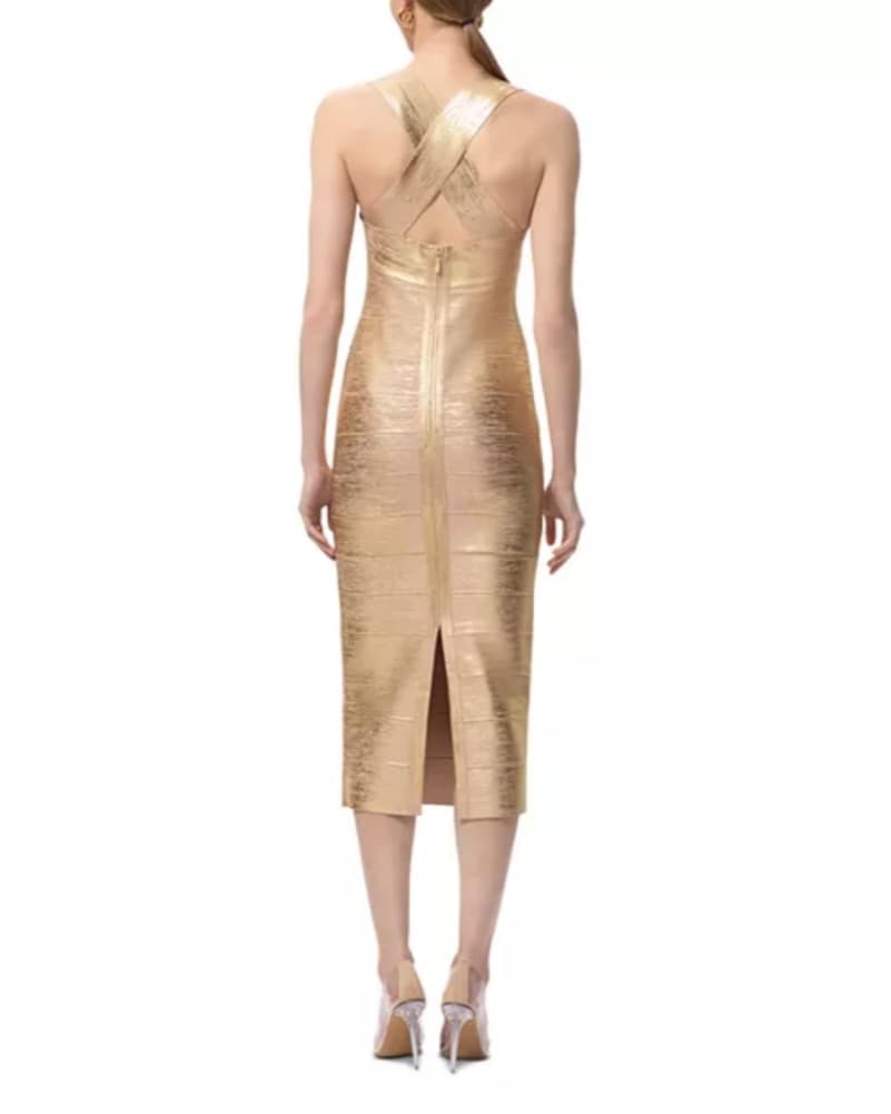 Herve Leger Gold Dress - Image 6