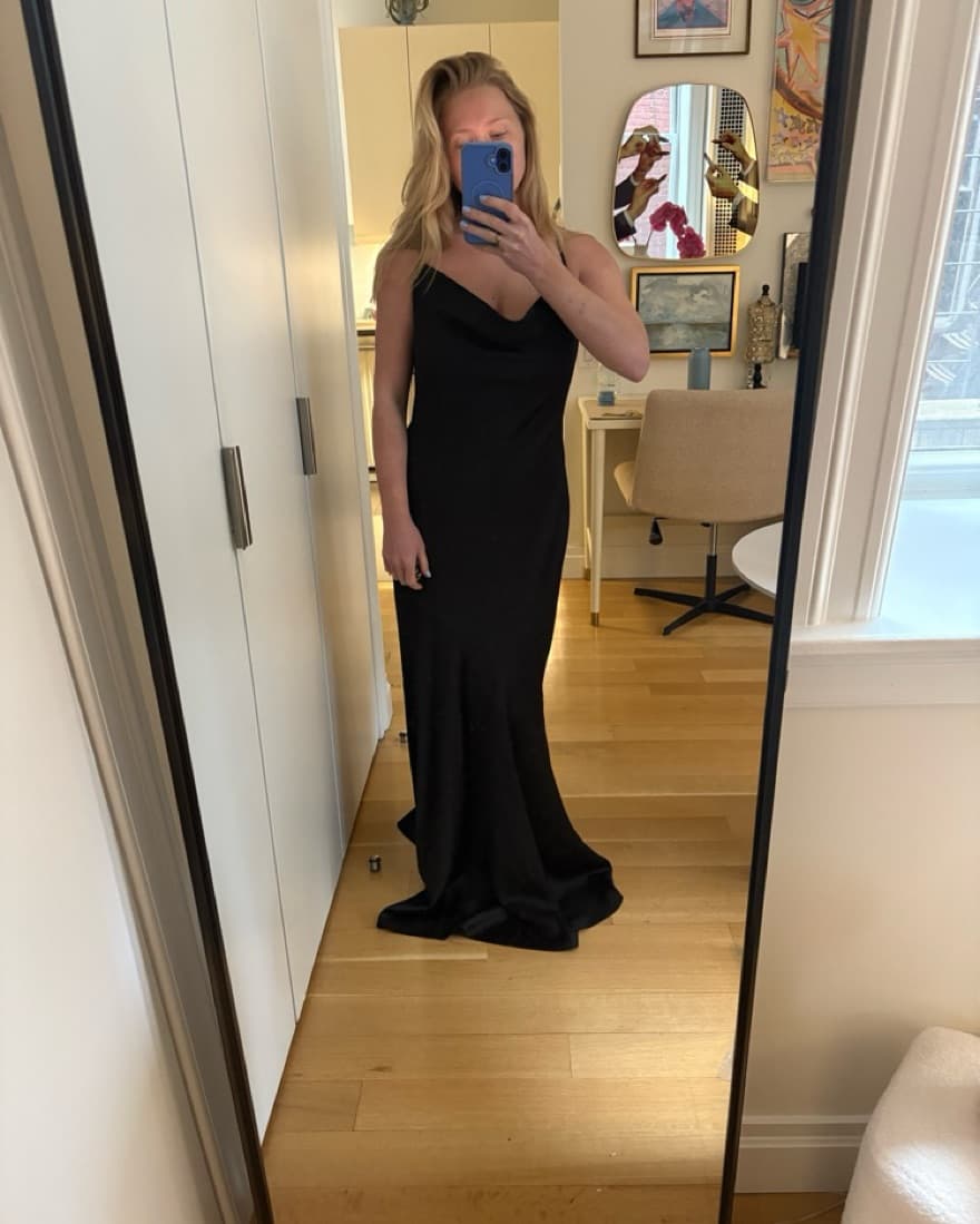 Halston cowl neck black gown - Image 2