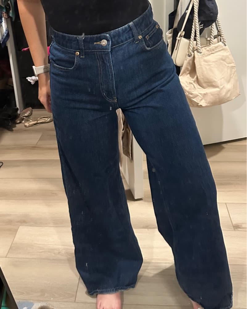 Dark Wash High Rise Wide Leg Jeans - Image 5