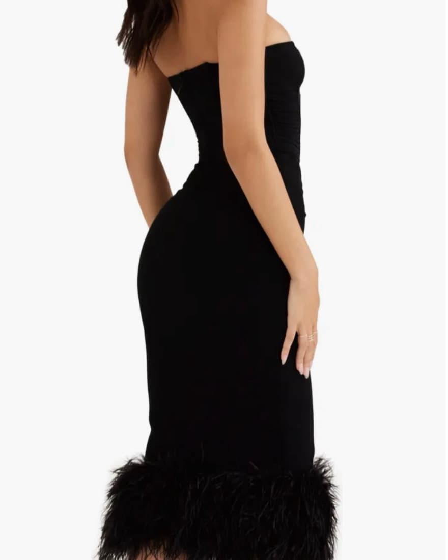 House Of CB Strapless Feather Dress  - Image 2