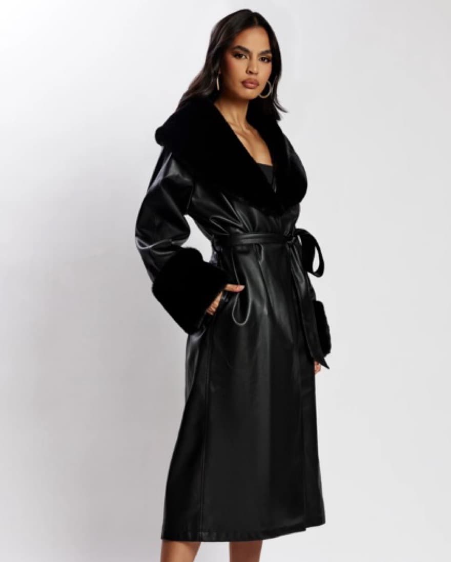 SOLDOUT MESHKI Rebekah Coat Black Fur - Image 2