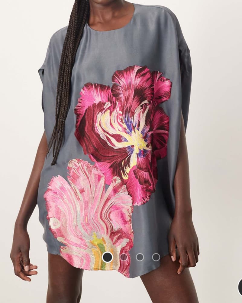 Embroidered Floral Mini Dress - Image 2