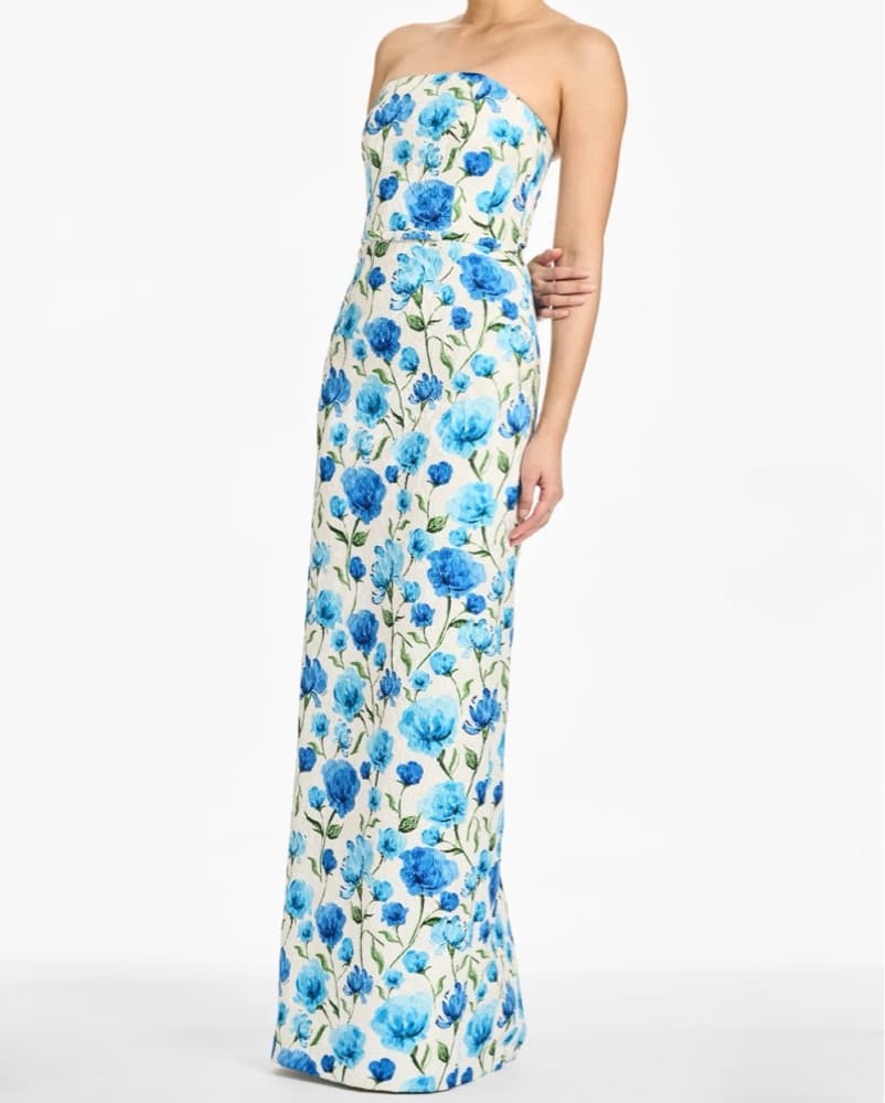 Sachin & Babi Blue/Green Floral Gown - Image 2