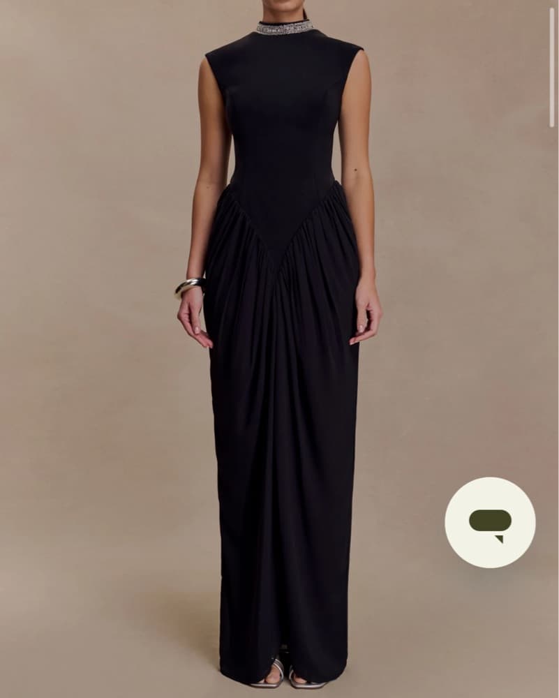 Elegant Black Maxi Dress with Sparkling Embellishments - Image 2