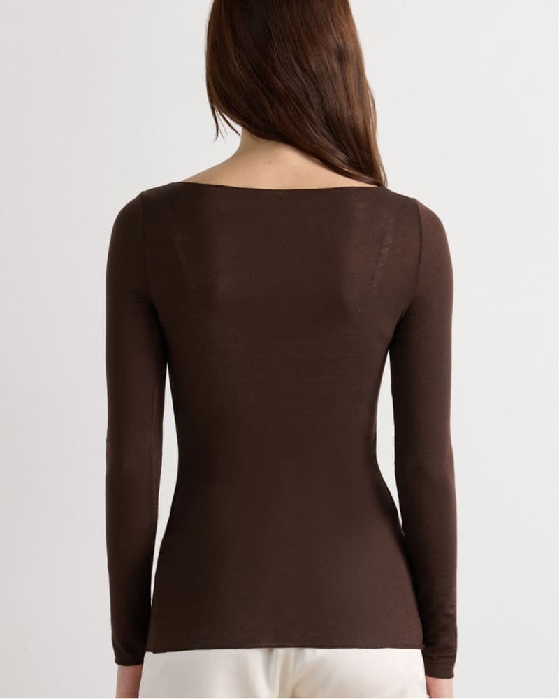 Brown Intimissimi Cashmere Boat Neck Top - Image 3