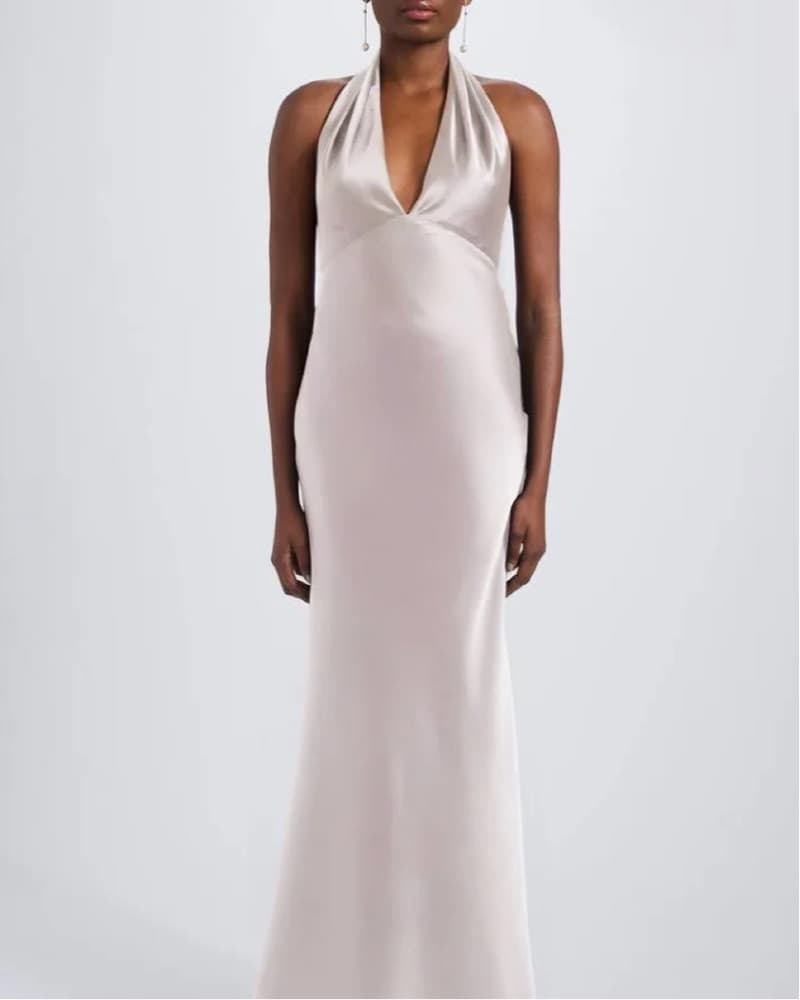 Amsale Black Tie Bridesmaid Gown in Rose Quartz Pink - Image 2